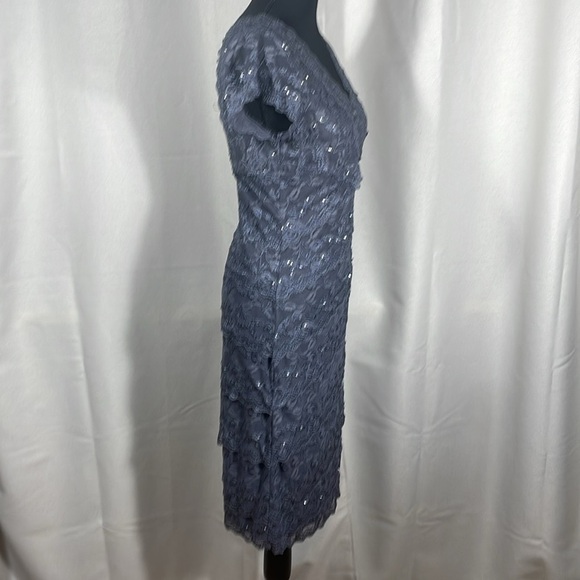 Elegant Lace Gray Dress - Picture 2 of 6